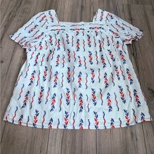 Talbots White Embroidered Short Sleeve Blouse Sz X Plus